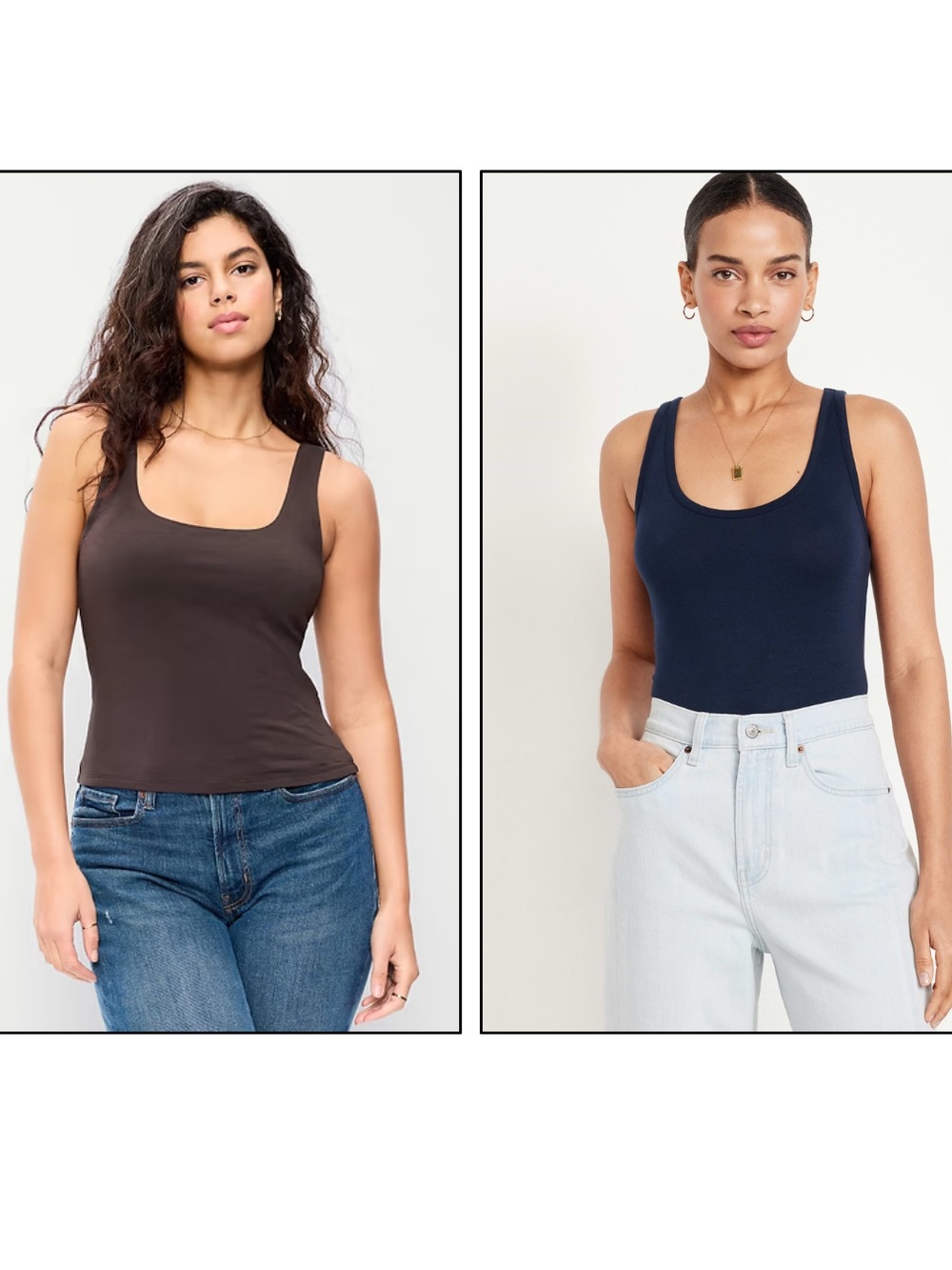 Old Navy Black and Brown Scoop Neck Tank Tops